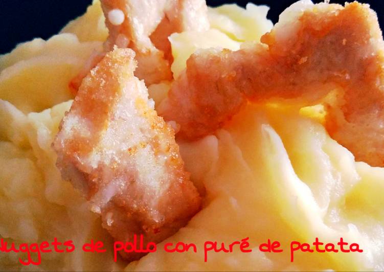Nuggets de pollo sin gluten y puré de patatas sin lacteos