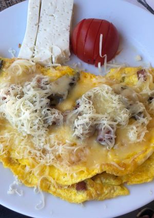 O poză a rețetei Omletă cu șuncă și ciuperci!.