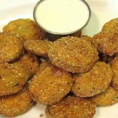 A picture of Larry's Southern fried pickles.