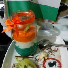 A picture of Tricolor Fruity Nuty Mava Lassi.