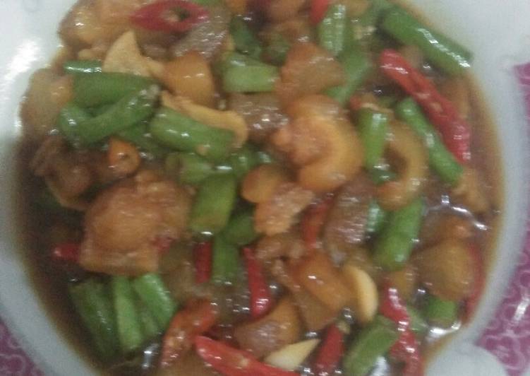 Tumis buncis+ kikil pedas manis