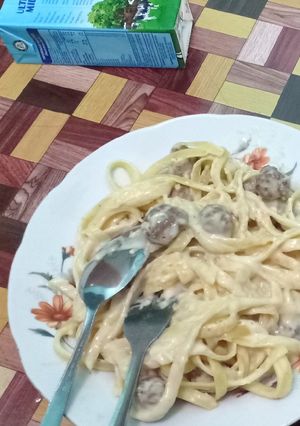 Foto resep Fettucini Carbonara Creamy with Meat Ball