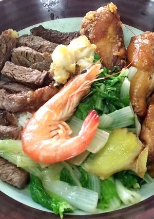 安格斯牛照燒雞海鮮丼 的食譜成品照片