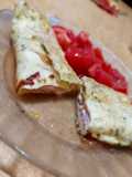 Omelette de paleta (fiambre) y queso, con ensalada