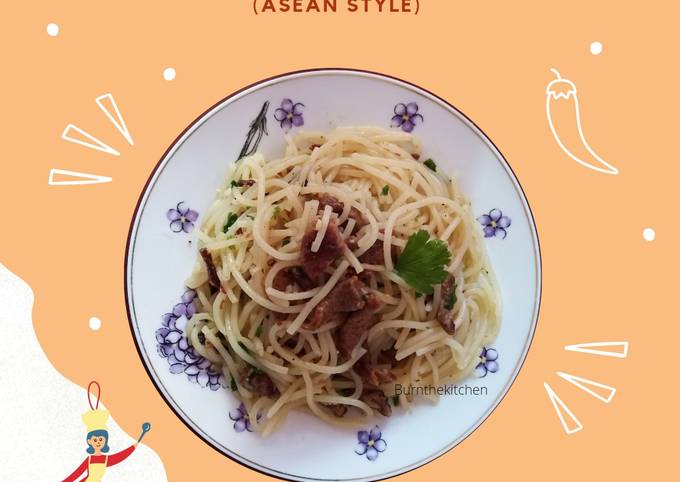 Easiest Way to Cook Tasty Easy Aglio Olio Daging Salai Asean (Laksa Mee Version)