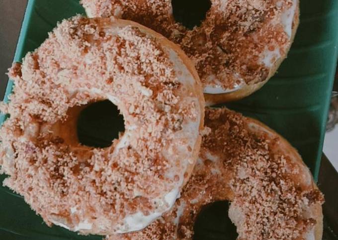 Tutorial Membuat Resep Pumpkin donut with beef floss🎃🍩 (donat labu)