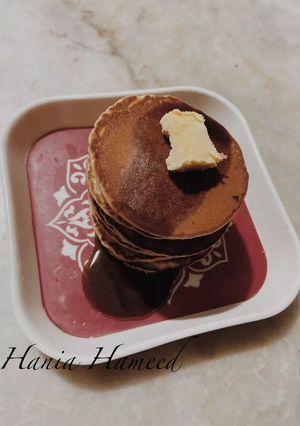 A picture of My best ever pancakes ❦.