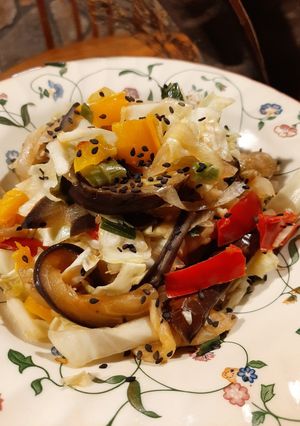 Una foto de Wok de verduras