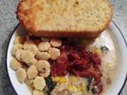 A picture of spinach sweet corn soup