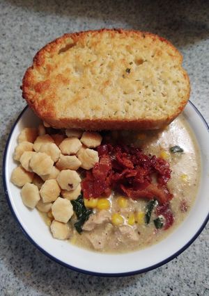 A picture of Instant Pot Chicken Corn Chowder.