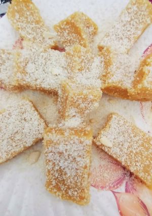 A picture of Kesar kaju Mysore paak mithai.