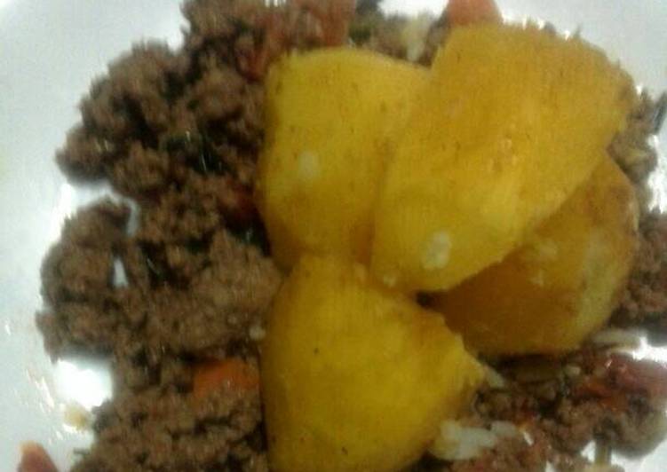 Easiest Way to Make Quick Steamed Potatoes and minced meat