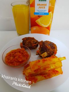 Peppered fried yam and Turkey ainihin hoton girkin