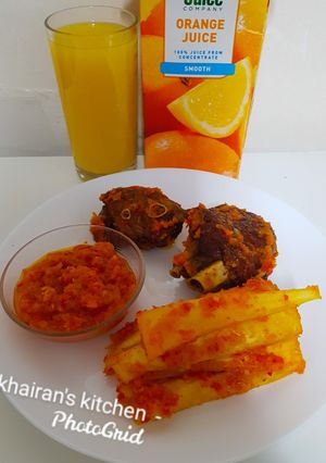 Peppered fried yam and Turkey ainihin hoton girkin