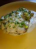 Bagre de mar con crema y verdeo