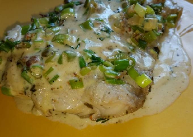 Bagre de mar con crema y verdeo Receta de jesica- Cookpad