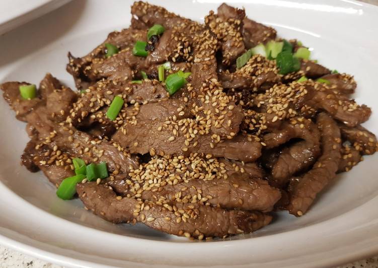 My Crispy Sweet Chilli Beef Salad. With Toasted Sesame seeds 