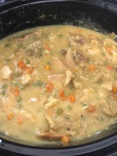 A picture of Easy crock pot chicken and dumplings.