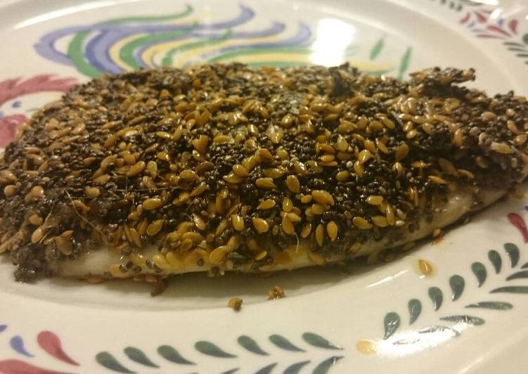 Tilápia com crosta de linhaça, chia e gengibre - Tudogosreceitas