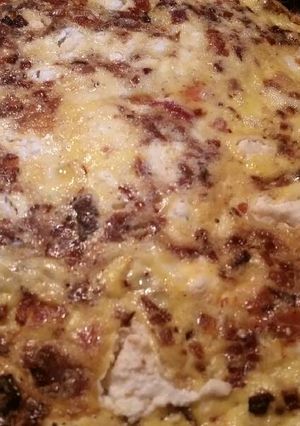 A picture of Bacon, Goat Cheese, & Caramelized Red Onion Frittata.