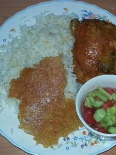 عکسی از دستور چلومرغ با ته دیگ سیب زمینی رنده شده