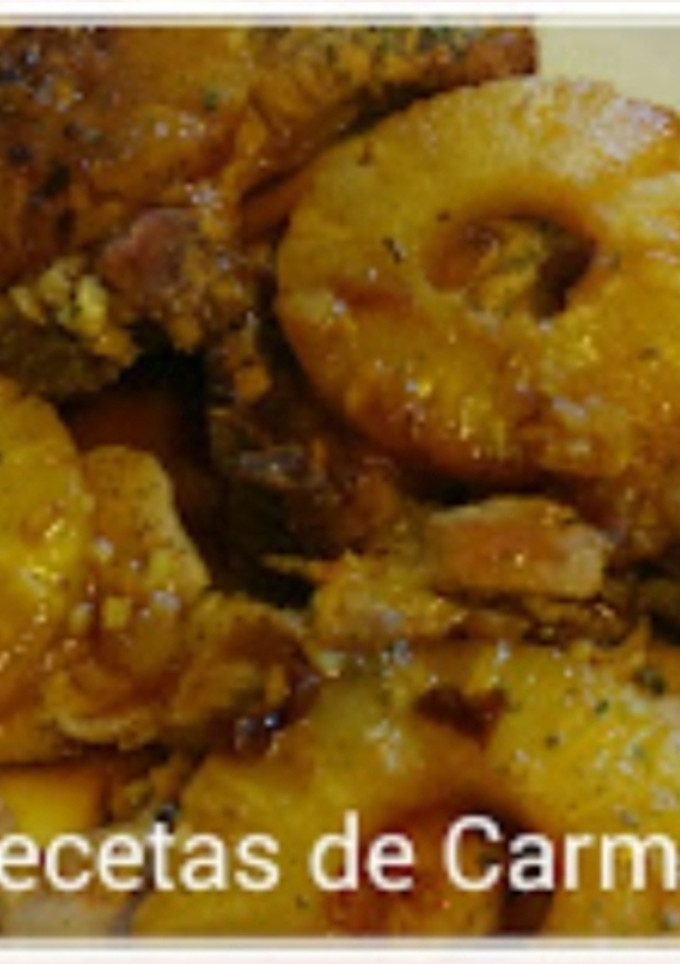 Una foto de Chuletas de lomo de cerdo con piña y salsa de soja