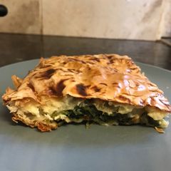 Turkish style Spinach and Cheese Borek A picture of Turkish style Spinach and Cheese Borek.