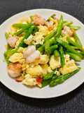 Asparagus and Shrimp Scrambled Eggs (Simple Recipe)