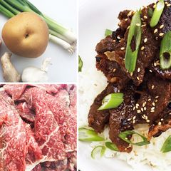 A picture of Korean Wagyu Beef Bulgogi with Jasmine Rice.