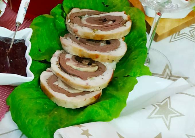 Рулет (курка, печінка, гриби)