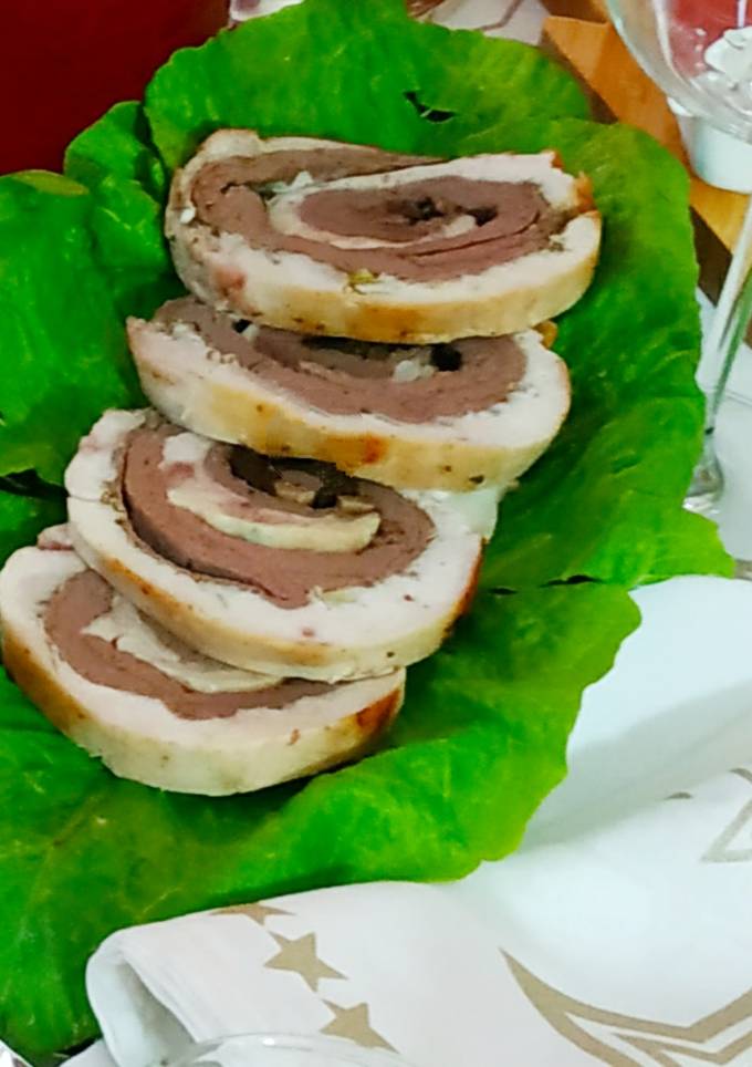 Рулет (курка, печінка, гриби)