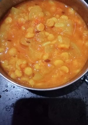 A picture of Lauki chana dal mix.