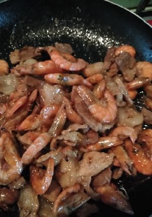 Hình của món Thịt ba chỉ tôm. rim.