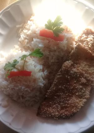 Una foto de 🍆Berenjenas rebozadas en avena...🍆