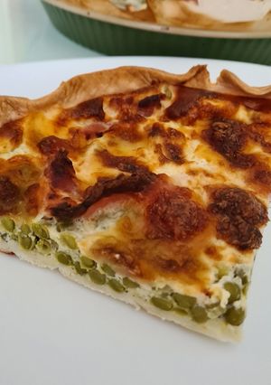 Une photo de Quiche petit pois, lard et mozza