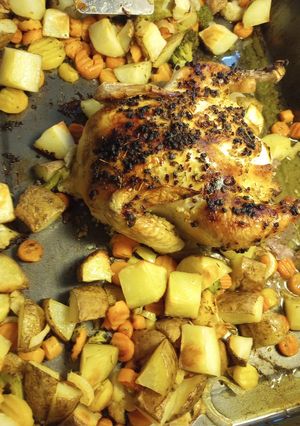 A picture of Butter and Garlic Roasted Chicken.