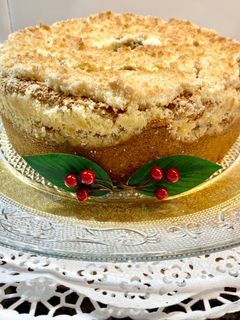 Una foto de Pastel de nueces y dulce de leche con cobertura crujiente, “sin gluten”