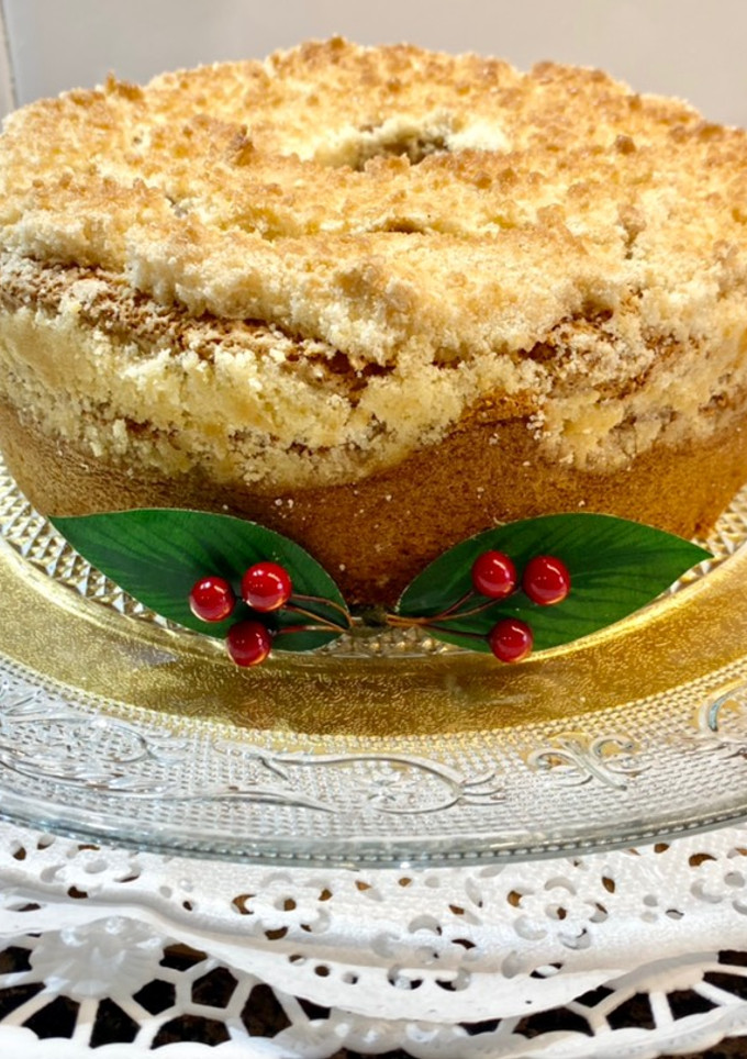 Una foto de Pastel de nueces y dulce de leche con cobertura crujiente, “sin gluten”