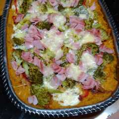 Una foto de Tarta de zapallo con brócolis