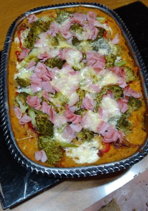 Una foto de Tarta de zapallo con brócolis