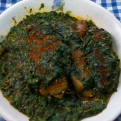 A picture of Seafood jute mallow(ewedu) soup.