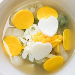 A picture of Tteokguk - Rice Cake Dumpling Soup | 10 Minutes Recipe for a Happy New Year 🌞🤍.