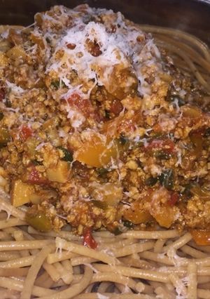 صورة لوصفة اسباغيتي باللّحم المفروم 🍝