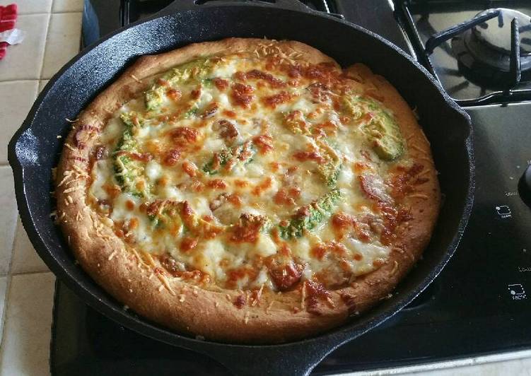 Recipe of Homemade Homemade Deep Dish Pizza in a Cast Iron Skillet