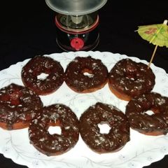 A picture of Wheat flour  chocolate donuts   healthy food for kids.