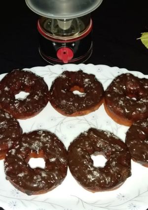 A picture of Wheat flour chocolate donuts healthy food for kids.