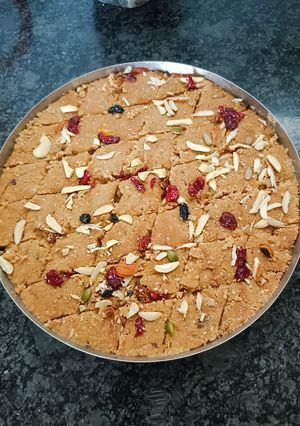A picture of Dry fruits sukhdi.