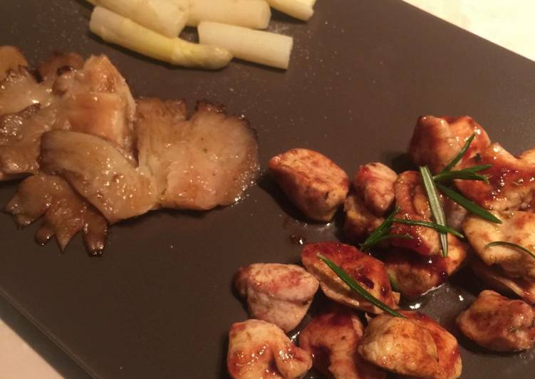 Recipe of Perfect Marmalade chicken with mushrooms and asparagus