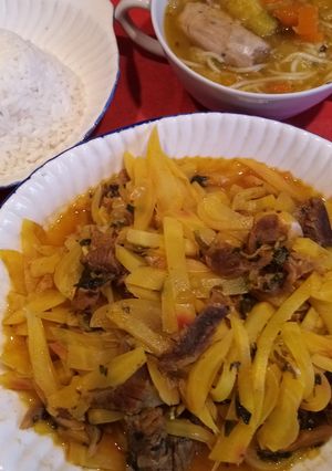 Una foto de Olluquito con Charqui y Carne