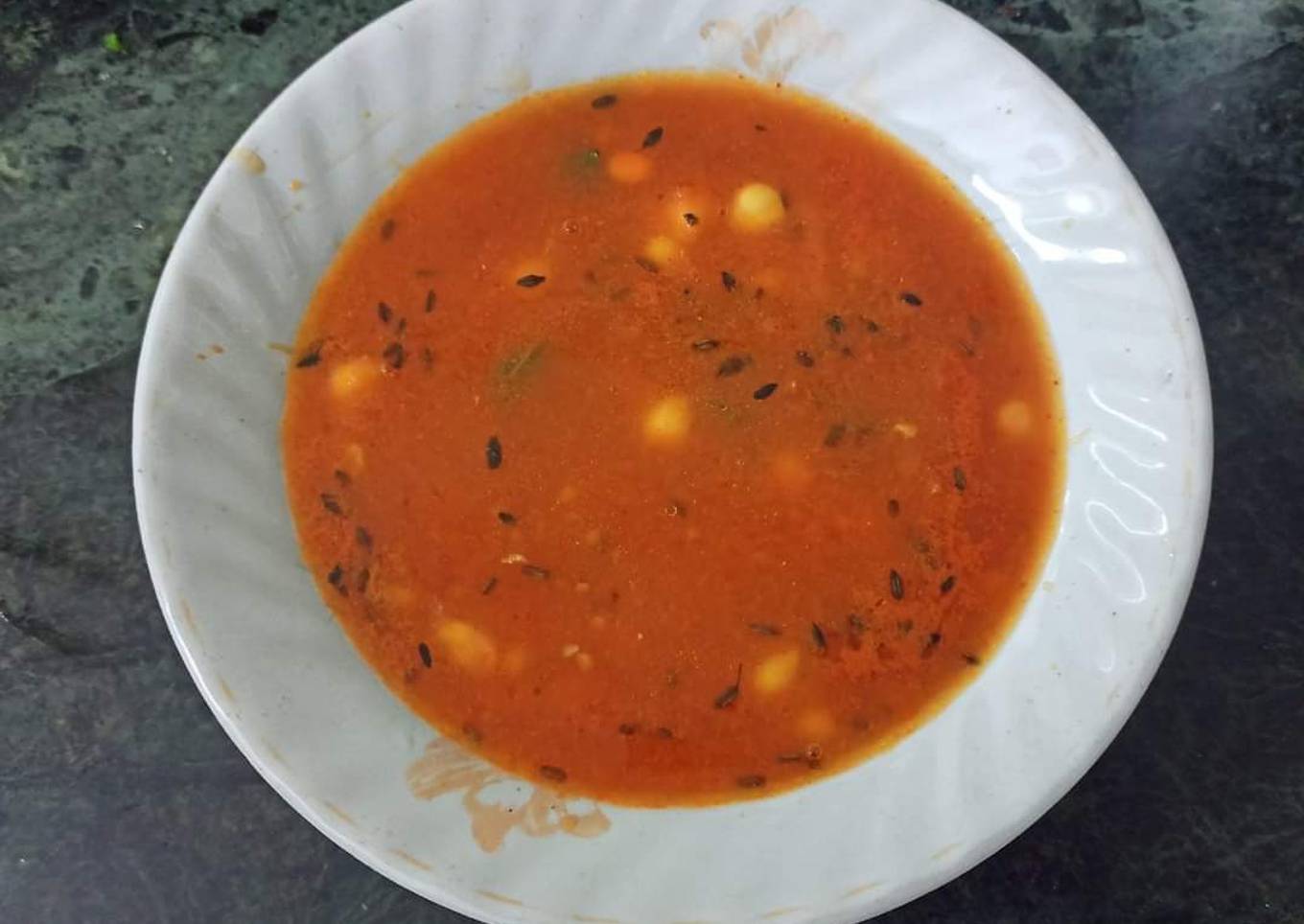 Tomato Carrot Corn soup with some roasted jeera flavour